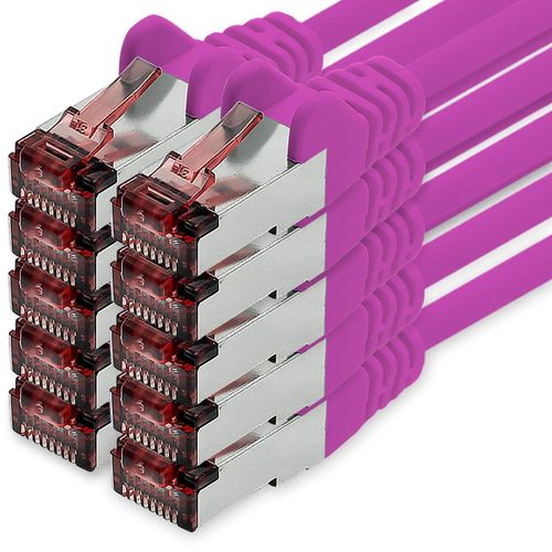 KAL-Cble Rseau Cat6 10 X 1 M Cble Ethernet Magenta Lankabel Cble Rseau Cat6 Lan Cble Patch Sftp Pimf 1000 Mbit S