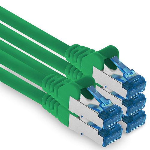 KAL-Cble Rseau Ethernet Gigabit Lan Cat.6A 0,25 M, Cble Patch Rj45 10 Gb/S Sftp Pimf Vert - 5 Pices