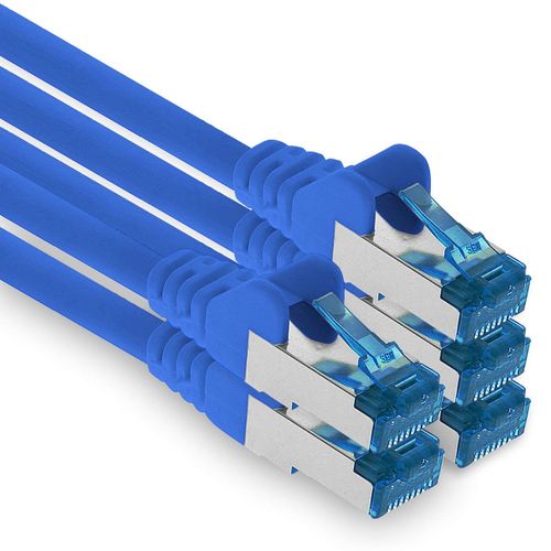 KAL-Cble Rseau Ethernet Gigabit Lan Cat.6A 3 M, Cble Patch Rj45 10 Gb/S Sftp Pimf Bleu - 5 Pices