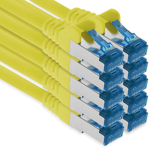 KAL-Cble Rseau Ethernet Gigabit Lan Cat.6A Cat6 Cat6A 1 M, Cble Patch Rj45 10 Gb/S Sftp Pimf Jaune - 10 Pices