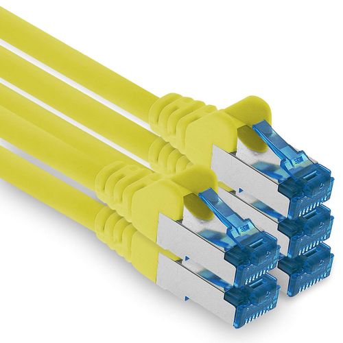 KAL-Cble Rseau Ethernet Gigabit Lan Cat.6A Cat6 Cat6A 1 M, Cble Patch Rj45 10 Gb/S Sftp Pimf Jaune - 5 Pices