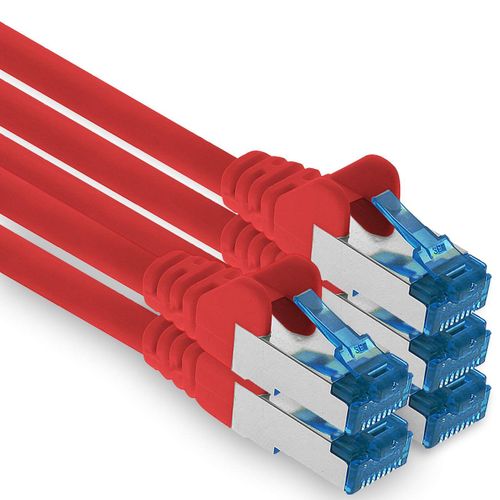 KAL-Cble Rseau Ethernet Gigabit Lan Cat.6A Cat6 Cat6A 1 M, Cble Patch Rj45 10 Gb/S Sftp Pimf Rouge - 5 Pices