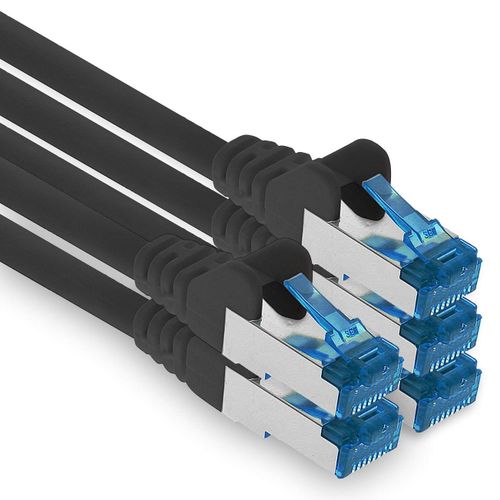 KAL-Cble Rseau Ethernet Gigabit Lan Cat.6A Cat6 Cat6A 1 M, Cble Patch Rj45 10 Gbit/S Sftp Pimf Noir - Lot De 5