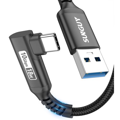 KAL-Cble USB C, 0,3 m Cble USB C 90 Degrs Angle Nylon USB vers USB C Compatible avec iPhone 16/15 Pro Max, Galaxy S24/S23/S22, P30 Lite-Noir
