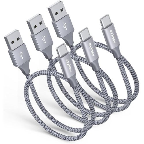 KAL-Cble USB C Court [0.5M Lot de 3], 50cm Cble USB Type C Charge Rapide 3A Chargeur Nylon pour Samsung Galaxy S25 S24 S23 S22 S21 S20 S10 A13 A12 A14 A52 A53 A53s S9 S8 Redmi 9A Note 11 Pro
