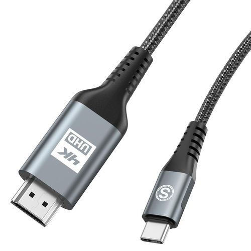 KAL-Cble USB C vers HDMI 1M,[Compatible 4k/Thunderbolt3] hdmi usb cable Nylon Cable HDMI USB C Compatible avec iPhone 16 15 Pro Max, MacBook Pro Air/iPad Pro/iMac/XPS 15/Surface Book/Galaxy S23/S22