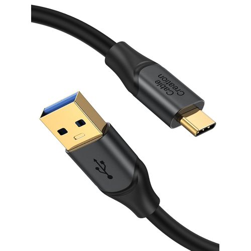 KAL-Cble USB C vers USB A 1,6m, USB C vers USB 3.1/3.2 Gen2 10 Gbps USB A vers C, cble de donnes rapide, type C 60 W 20 V/3 A pour USB C SSD externe MacBook Pro iPad S21, etc, 0,5 m gris