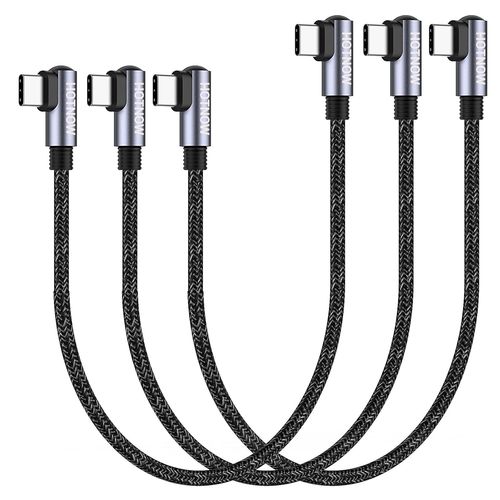 KAL-Cble USB C vers USB-C  angle droit 0,3 m 3 pcs,30cm Pd 65w type C USB 2.0 cble de charge rapide