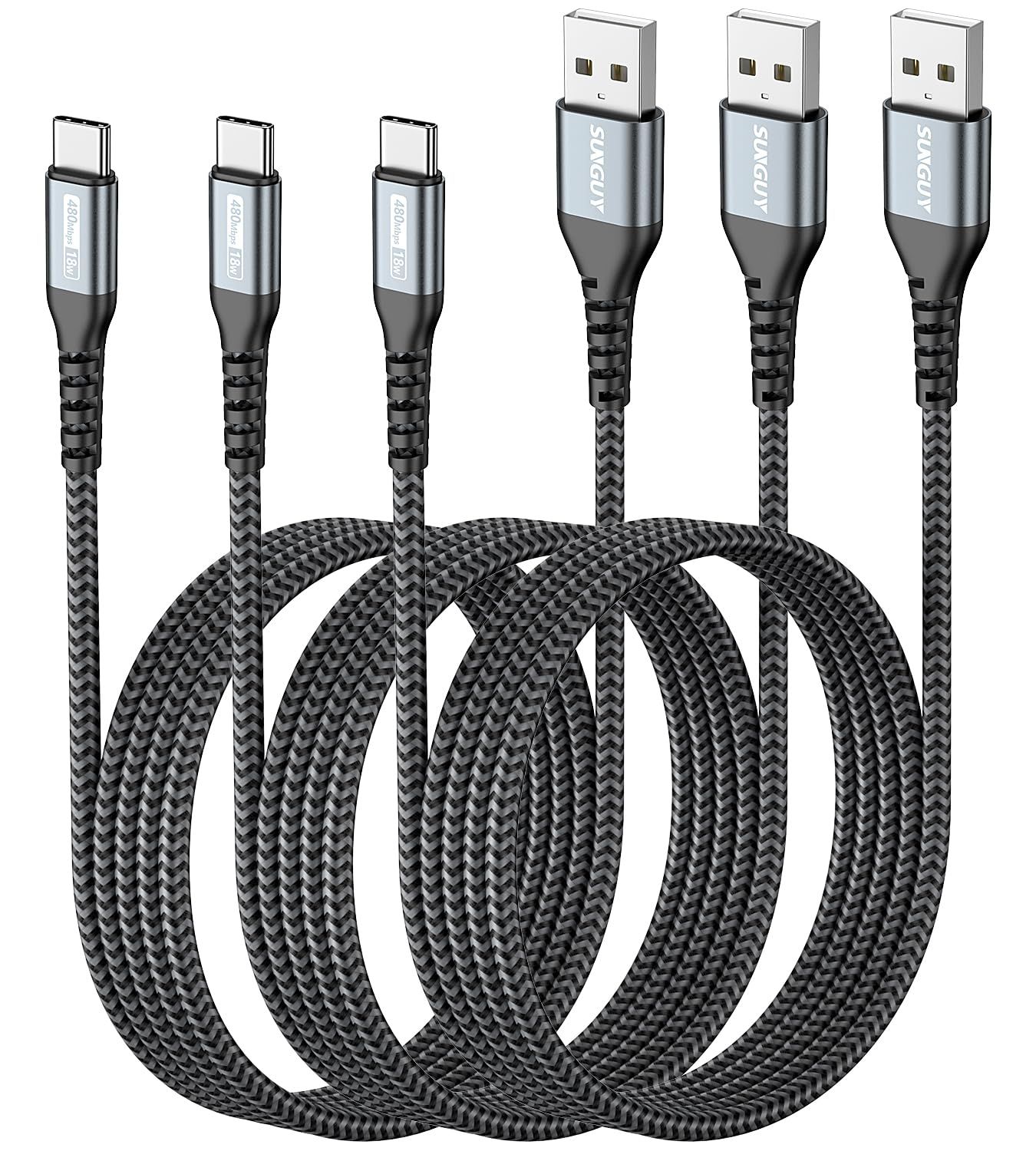 KAL-Cable USB vers USB C, 3 pices 1.5m 3A Cable USB C Charge Rapide, Cable USB Type C compatible avec iPhone 16/15 Series, Galaxy S23/S22/S21, Google Pixel 8/8 Pro, appareils USB C