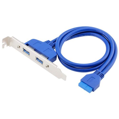 KAL-Carte mre 19/20 broches 1 vers 2 USB 3.0 avec support de fente PCI-E de 12 cm 0,5 m