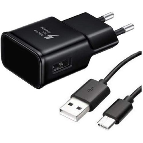 Kal-Chargeur Mural Usb (Fast Charge) Avec Prise Eu 5 V- A, 9 V-1,67 A (15 W) + Cble Usb - Usb Type-C (Connecteur Rversible) 1,2 M (120 Cm) Cble De Transfert De Donnes Et De Chargement (Noir)