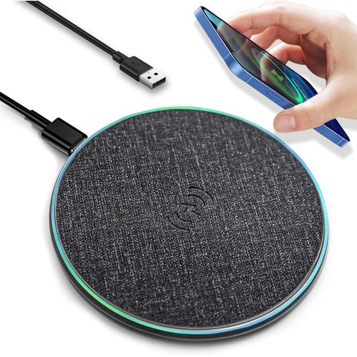 Kal-Chargeur Sans Fil Avec Voyant Lumineux, Tapis De Charge Sans Fil Rapide Avec Cble Usb-C, Certifi Qi 15 W Max Compatible Avec Iphone 15/14/13/12/Xs, Samsung Galaxy S24/S23 Huawei