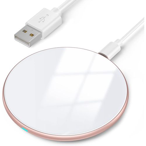 Kal-Chargeur Sans Fil Rapide 15w, Chargeur  Induction Qi Compatible Avec Iphone 15/14/13/12/Pro/Xs Max/Xr/X/8, Samsung Galaxy S22/S21/S10e/S9/S8, Airpods 2/3/Pro, Huawei Mate 60/Pro, Xiaomiblanc