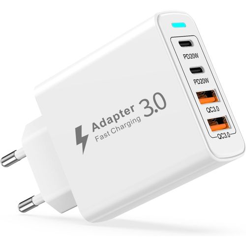 Kal-Chargeur Usb C, 40w 4 Ports Prise Usb C Chargeur Rapide Iphone, Chargeur Usb Multiple Secteur Avec Pd&qc Chargeur Type C Adaptateur Pour Iphone 16e 16 15 Pro 14 13 12 11 X Xs Xr,Samsung Galaxy S2