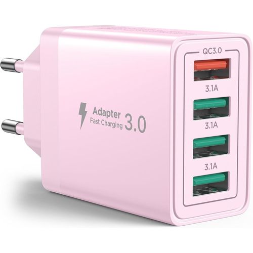 Kal-Chargeur Usb Multiple, 4-Port Prise Usb 40w Qc 3.0 Bloc Chargeur Rapide Pour Iphone Series, Samsung, Huawei, Xiaomi, Google, Telephone, Multiprise Usba Embout Adaptateur Multi Secteurusb Murale R