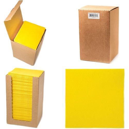 Kal-Chic Airlaid Lot De 100 Serviettes De Table Jetables  Plis 1/4 Aspect Tissu Jaune 20 X 20 Cm