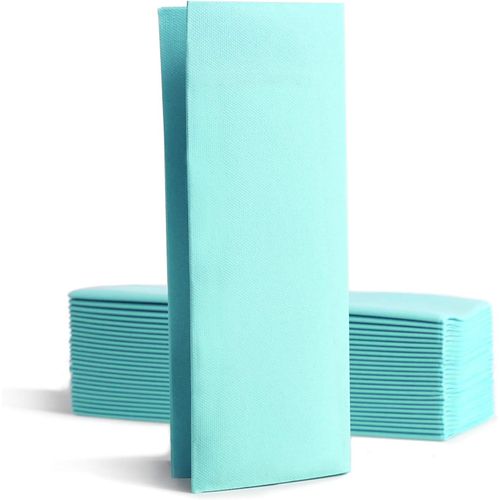 Kal-Chic Airlaid Lot De 50 Serviettes De Table Jetables 1/8 Plis Semblables  Du Tissu, 32 X 40 Cm, Bleu Menthe