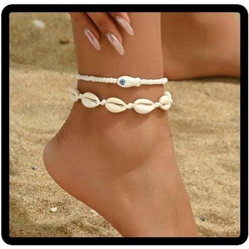 Kal-Coco Tree Cramique Petit Poisson Chane De Pied Fun Beach Layered Wristguard Shell lastique Wristguard Femmes Bijoux Cadeau