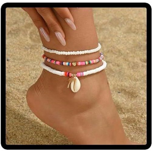 Kal-Coco Tree Cramique Petit Poisson Chane De Pied Fun Beach Layered Wristguard Shell lastique Wristguard Femmes Bijoux Cadeau