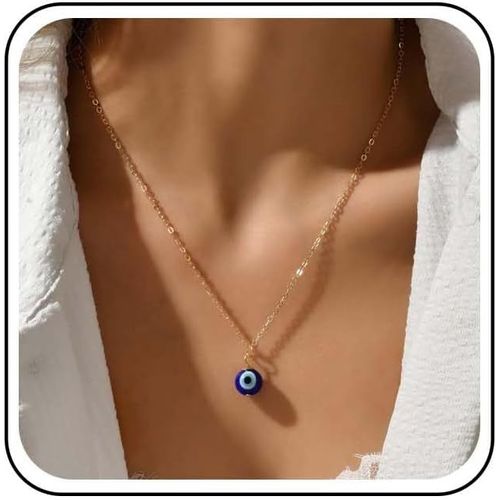 Kal-Collier Boho Avec Pendentif Mauvais ?il Bleu Collier En Verre Turc Collier Ras Du Cou Avec Yeux Dors Collier Porte Bonheur Chane ?il Du Diable Bijoux Pour Femmes