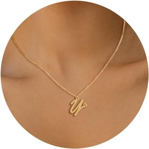 Kal-Collier Lettre Initiale Femme Argent Or Initiale A-Z Coeur Pendentif Collier Acier Inoxydable Personnalis Nom Collier Longueurs Ajustable 45+5cm Cadeau Personnalis Femme