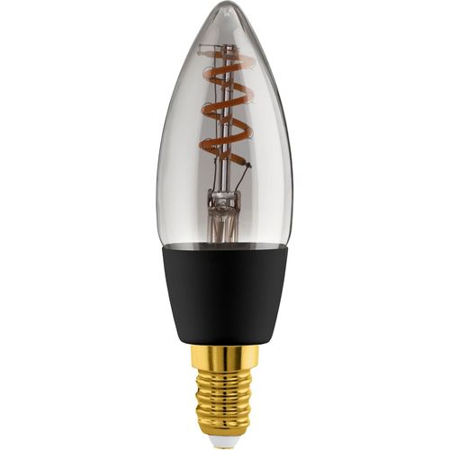 Kal-Connect.Z Ampoule Led E14 Connecte, C35, Zigbee, App Et Commande Vocale Alexa, Dimmable, Blanc Chaud, 4 Watts, Lampe Vintage En Spirale, Verre Fum, Noir