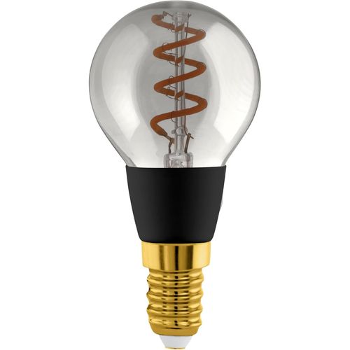 Kal-Connect.Z Ampoule Led E14 Connecte, P45, Zigbee, App Et Commande Vocale Alexa, Dimmable, Blanc Chaud, 4 Watts, Lampe Vintage En Spirale, Verre Fum, Noir