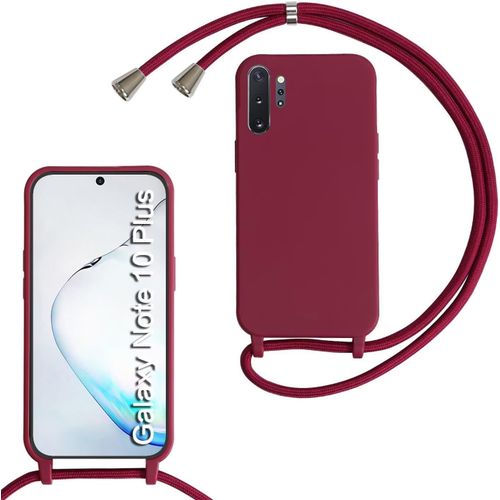 Kal-Coque Compatible Avec Samsung Galaxy Note10 Plus/Note10 Pro, Collier Pour tui Colliers De Cellulaire Mince Antichoc Rglable Lanyard Case Pu Bumper Pour Samsung Galaxy Note10 Plus, Rouge