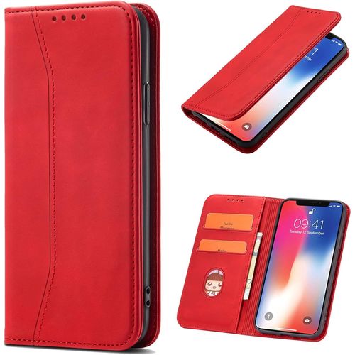 Kal-Coque Pour Huawei P Smart 2021 / Y7a, Pu Cuir Portefeuille Housse Magntique Flip Pochette tui  Rabat Case Avec Antichoc Tpu Housse [Emplacements Cartes] [Fonction Support] (Rouge)