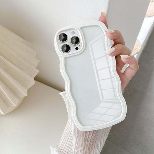 Kal-Coque Pour Iphone 12/Iphone 12 Pro 6.1 Inch, Housse De Protection Wave Frame Etui En Cristal Transparent Ultra Lger Et Mince Antichoc Tpu Bumper Cover Avec Rsistant Aux Rayures - Blanche