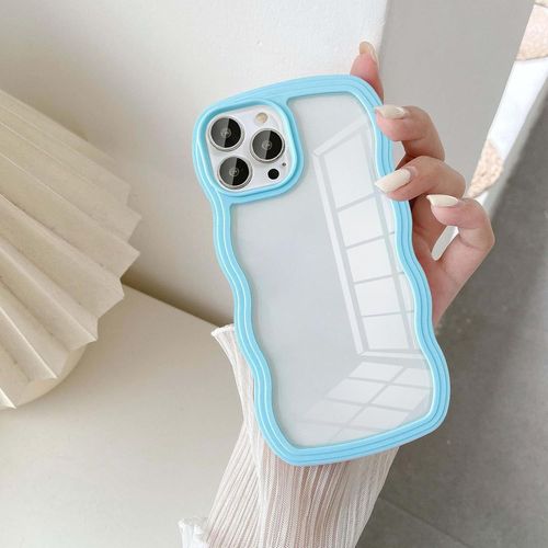 Kal-Coque Pour Iphone 13 Pro 6.1 Inch, Housse De Protection Wave Frame Etui En Cristal Transparent Ultra Lger Et Mince Antichoc Tpu Bumper Cover Avec Rsistant Aux Rayures - Bleu