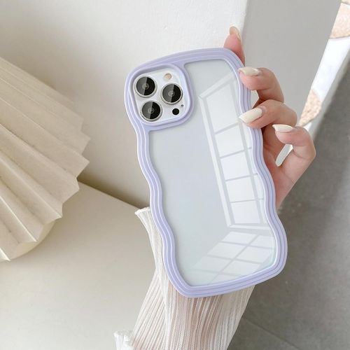 Kal-Coque Pour Iphone 13 Pro 6.1 Inch, Housse De Protection Wave Frame Etui En Cristal Transparent Ultra Lger Et Mince Antichoc Tpu Bumper Cover Avec Rsistant Aux Rayures - Violet