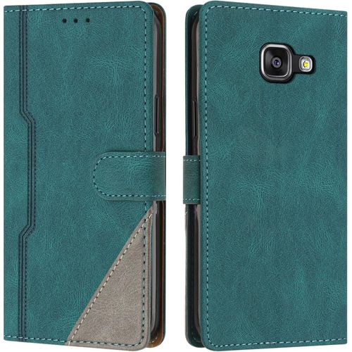 Kal-Coque Pour Samsung Galaxy A3 2016/A310, Housse Etui Portefeuille Cuir Multifonction, Fermeture Magntique  Clapet Anti-Choc Flip Case Compatible Avec Samsung Galaxy A3 2016/A310 (Vert)