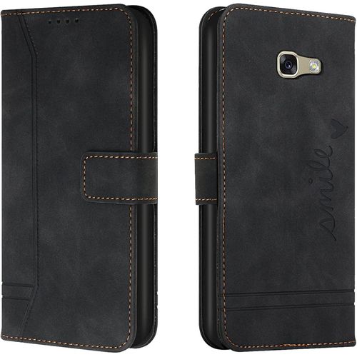 Kal-Coque Pour Samsung Galaxy A5 2017/A520, Etui Portefeuille Samsung A5 2017/A520, Protection Etui  Rabat Housse En Cuir Pu Avec Antichoc Tpu [Magntique] Pour Samsung A5 2017/A520 (Noir)