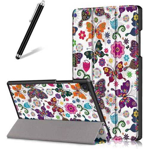 KAL-Coque Pour Samsung Galaxy Tab A7 2020 10.4 T500/T505/T507,tui Cuir  Rabat Mince Lger Avec Support Pliable,Rglable Multi-Angle Bquille Folio Flip Tablette Housse,Papillon