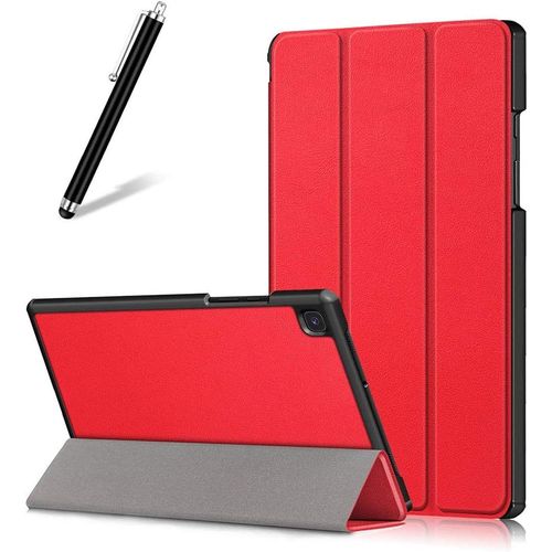 KAL-Coque Pour Samsung Galaxy Tab A7 2020 10.4 T500/T505/T507,tui Cuir  Rabat Mince Lger Avec Support Pliable,Rglable Multi-Angle Bquille Folio Flip Tablette Housse,Red