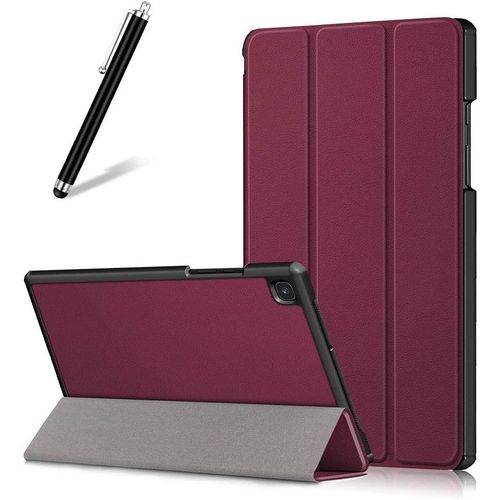 KAL-Coque Pour Samsung Galaxy Tab A7 2020 10.4 T500/T505/T507,tui Cuir  Rabat Mince Lger Avec Support Pliable,Rglable Multi-Angle Bquille Folio Flip Tablette Housse,Vin Rouge