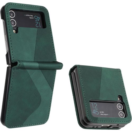 Kal-Coque Pour Samsung Galaxy Z Flip 3, Housse En Cuir Samsung Galaxy Z Flip 3, Cuir Housse Avec Magntique Flip tui  Rabat Case Etui Samsung Galaxy Z Flip 3 (Vert)
