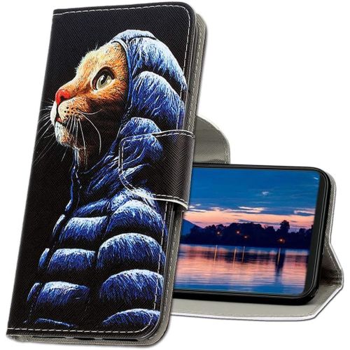 Kal-Coque Pour Xiaomi Redmi Note 10, Coque En Cuir Xiaomi Redmi Note 10s, tui Tlphone Redmi Note 10, Motif Color Imprim Housse Pour Xiaomi Redmi Note 10 4g / Note 10s. Xc1 Cool Cat
