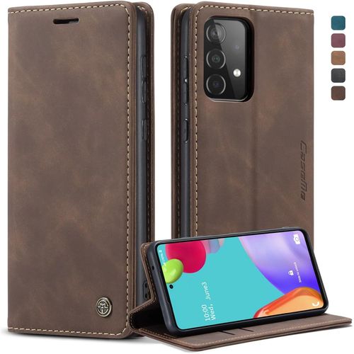 Kal-Coque Samsung Galaxy A52 5g/A52s 5g, Housse Antichoc En Cuir Pu Premium Fentes Cartes Etui Pochette De Portefeuille Avec Fonction Support Case  Rabat Pour Samsung Galaxy A52 5g/A52s 5g -Caf