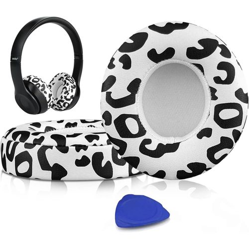 KAL-Coussinets D'Oreille, Oreillettes De Remplacement Pour Beats Solo 2 & Solo 3 Sans Fil Casque Supra-Auriculaire, Cache-Oreilles Couverts En Cuir Protine, Supression De Bruit Mousse  Mmoire