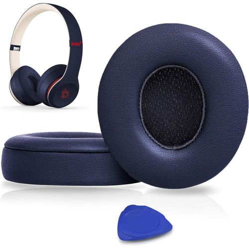 KAL-Coussinets D'Oreille, Oreillettes De Remplacement Pour Beats Solo 2 & Solo 3 Sans Fil Casque Supra-Auriculaire, Cache-Oreilles Couverts En Cuir Protine, Supression De Bruit Mousse  Mmoire