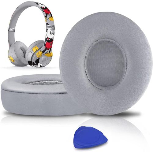 KAL-Coussinets D'Oreille, Oreillettes De Remplacement Pour Beats Solo 2 & Solo 3 Sans Fil Casque Supra-Auriculaire, Cache-Oreilles Couverts En Cuir Protine, Supression De Bruit Mousse  Mmoire