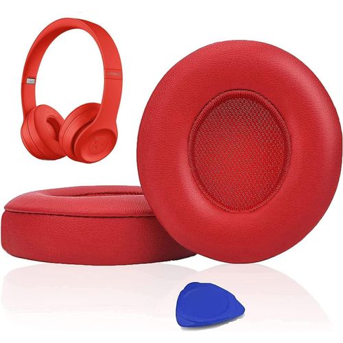 KAL-Coussinets D'Oreille, Oreillettes De Remplacement Pour Beats Solo 2 & Solo 3 Sans Fil Casque Supra-Auriculaire, Cache-Oreilles Couverts En Cuir Protine, Supression De Bruit Mousse  Mmoire