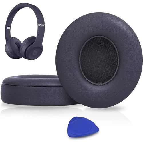 KAL-Coussinets D'Oreille, Oreillettes De Remplacement Pour Beats Solo 2 & Solo 3 Sans Fil Casque Supra-Auriculaire, Cache-Oreilles Couverts En Cuir Protine, Supression De Bruit Mousse  Mmoire