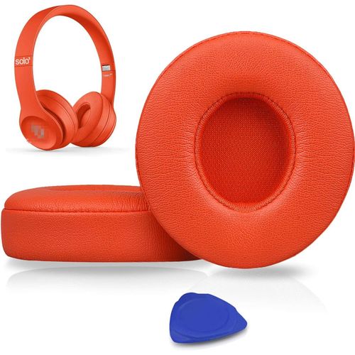KAL-Coussinets D'Oreille, Oreillettes De Remplacement Pour Beats Solo 2 & Solo 3 Sans Fil Casque Supra-Auriculaire, Cache-Oreilles Couverts En Cuir Protine, Supression De Bruit Mousse  Mmoire