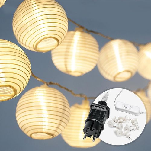 Kal-Cozyhome Guirlande Lumineuse Exterieure Lampions - 20 Lampions Led & 7m I Avec Prise I Guirlande Lumineuse Chambre Guirlandes Lumineuses Interieur I Fairy Lights Girlande Noel Decoration D'intri