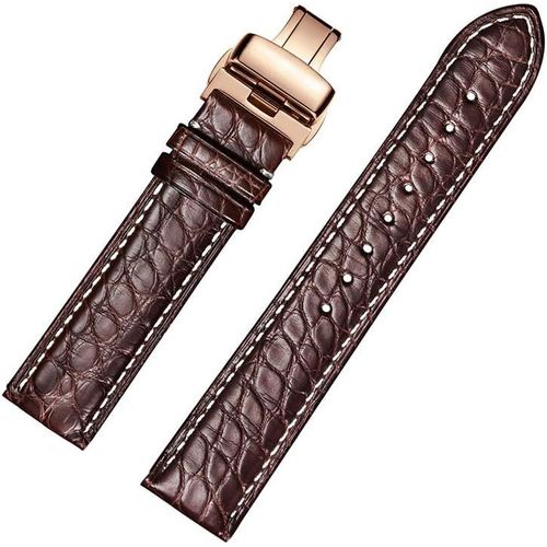 Kal-Cuir De Vachette, Bracelets De Montre En Cuir D'alligator Avec Boucle Dployante En Or Rose