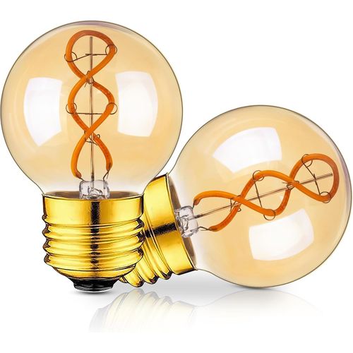 Kal-Dimmable E27 Led Bulbe L'ampoule Vintage 3w Remplace Les Lampes Collables De 30 Watt G16.5 Ampoule Filamentaire  Led En Spirale Antique, 2200k Warimwe Retro Edison Led Pears, 2er Pack