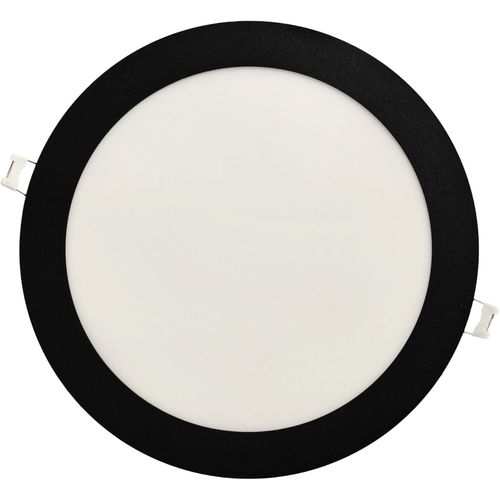 Kal-- Downlight Led Rond 18w, Encastrable Plat, 1440 Lum, Intrieur Ip20 Avec Cadre Fini Noir, Encastr Coupe  200- 205 Mm, Extra Plat 13mm, Transformateur Inclus (Blanc Neutre 4200k)